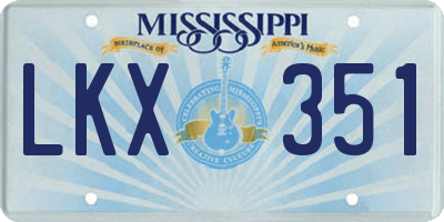 MS license plate LKX351