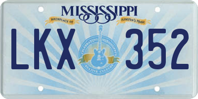 MS license plate LKX352