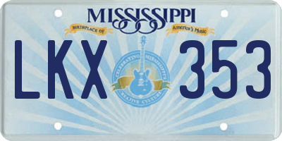 MS license plate LKX353
