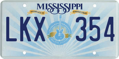MS license plate LKX354