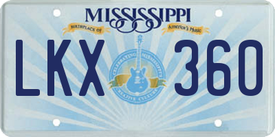 MS license plate LKX360