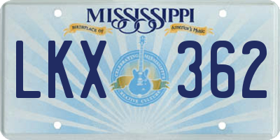 MS license plate LKX362