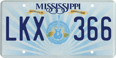 MS license plate LKX366