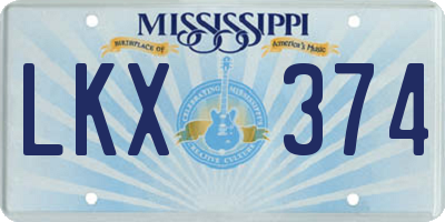 MS license plate LKX374