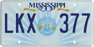 MS license plate LKX377