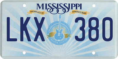 MS license plate LKX380
