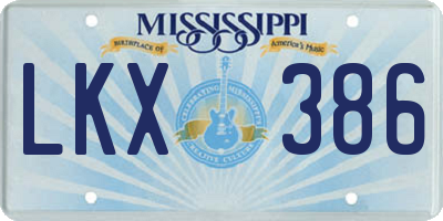 MS license plate LKX386