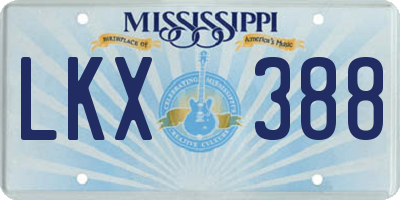 MS license plate LKX388