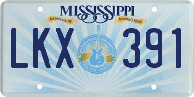 MS license plate LKX391