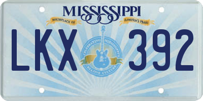 MS license plate LKX392