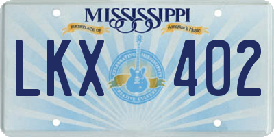 MS license plate LKX402