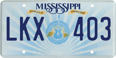 MS license plate LKX403