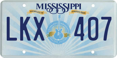 MS license plate LKX407