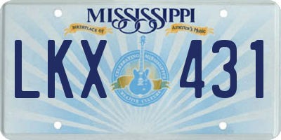 MS license plate LKX431