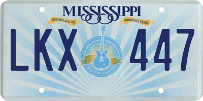 MS license plate LKX447