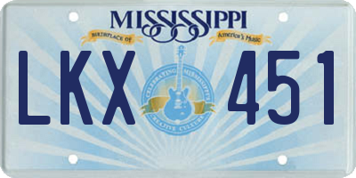 MS license plate LKX451