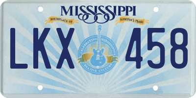 MS license plate LKX458