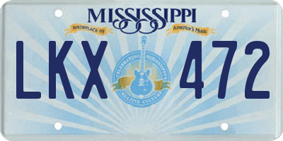 MS license plate LKX472