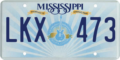 MS license plate LKX473