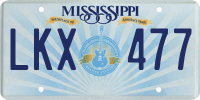 MS license plate LKX477