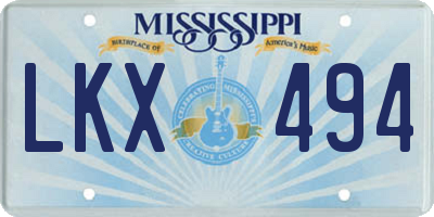 MS license plate LKX494