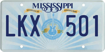 MS license plate LKX501