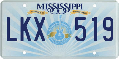 MS license plate LKX519