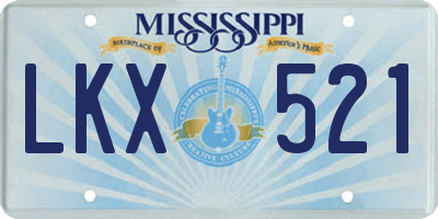 MS license plate LKX521