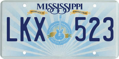 MS license plate LKX523