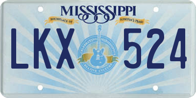 MS license plate LKX524