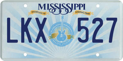 MS license plate LKX527