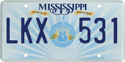 MS license plate LKX531