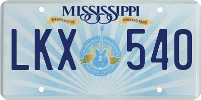 MS license plate LKX540