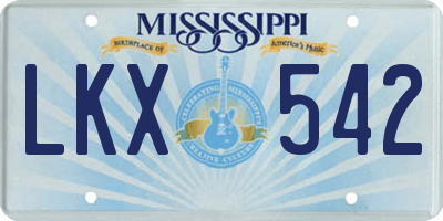 MS license plate LKX542