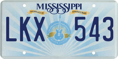 MS license plate LKX543