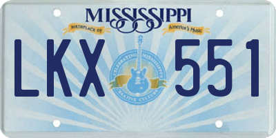 MS license plate LKX551