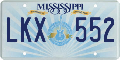 MS license plate LKX552
