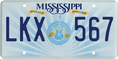 MS license plate LKX567