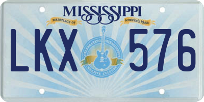 MS license plate LKX576