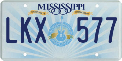 MS license plate LKX577