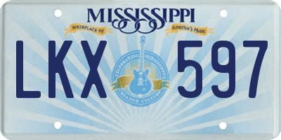 MS license plate LKX597