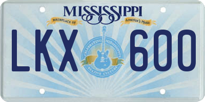 MS license plate LKX600
