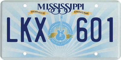 MS license plate LKX601