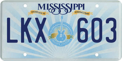 MS license plate LKX603