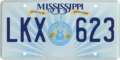 MS license plate LKX623