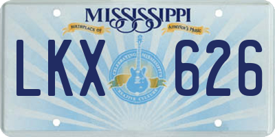 MS license plate LKX626