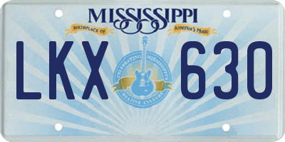 MS license plate LKX630