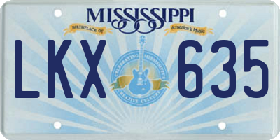 MS license plate LKX635