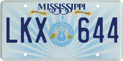 MS license plate LKX644