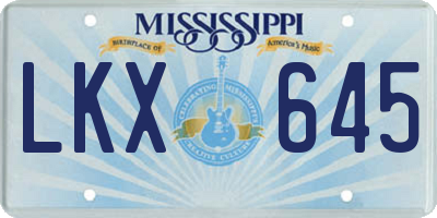 MS license plate LKX645